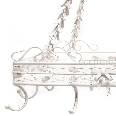 Hängeregal Shabby Chic creme Küche Tassenhalter Kräuterkrone Küchenregal