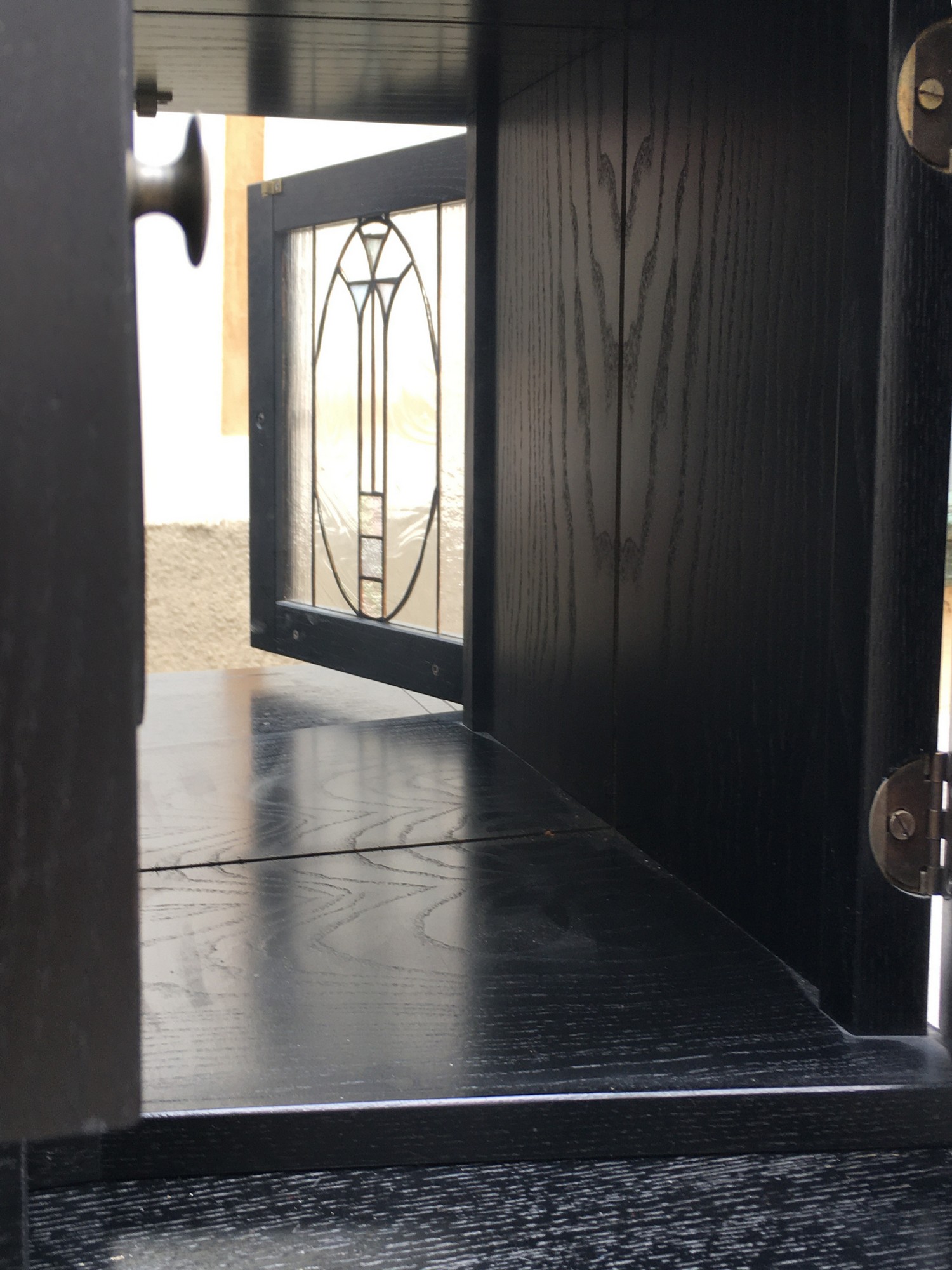 Jugendstil Vertiko Barschrank Stilmöbel schwarz Bleiverglasung SELVA Italy Kommode