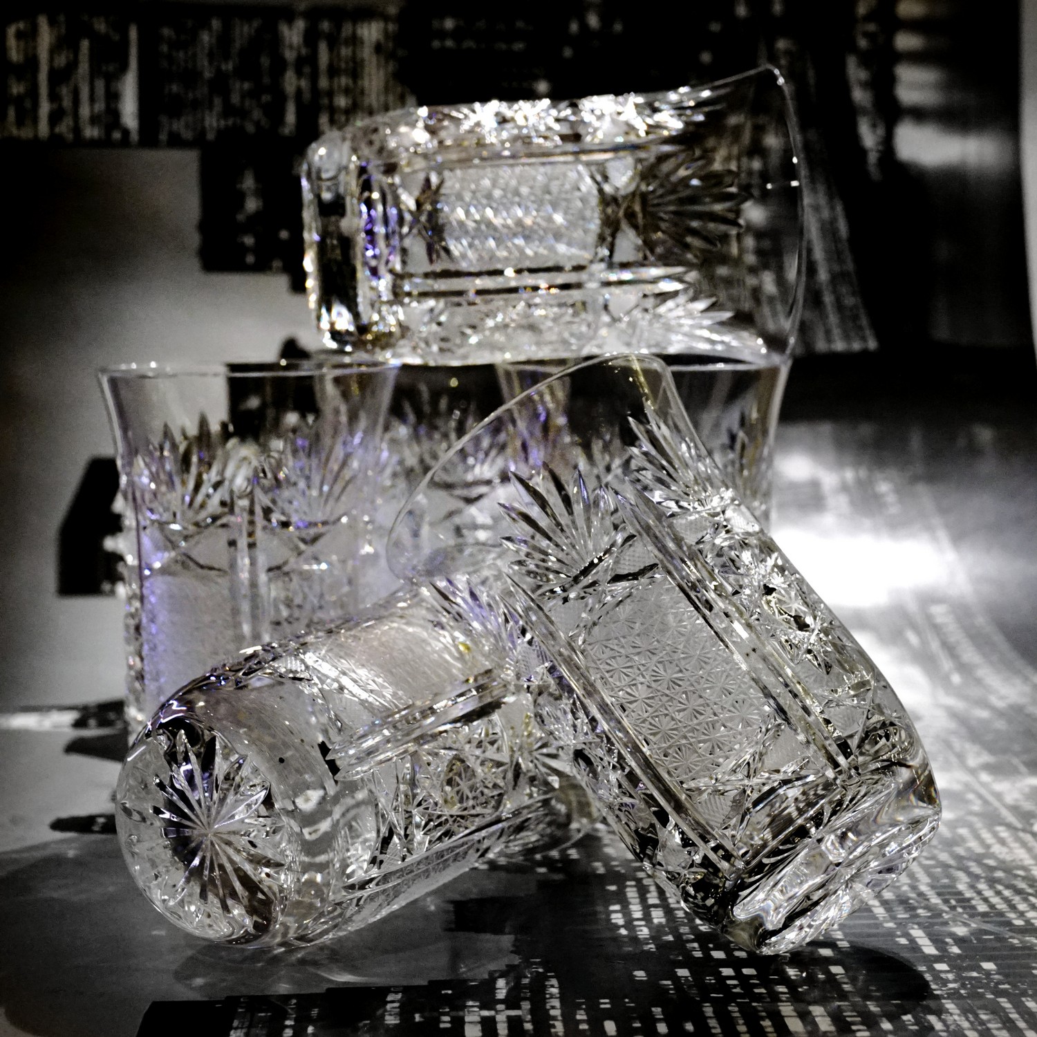 Bleikristall Gläser Becher Kristallgläser Wasser od Bier *Traum!* Bleikristall Gläser geschliffen Wassergläser Waffel Raute Schliff Bier Vintage neuwertig