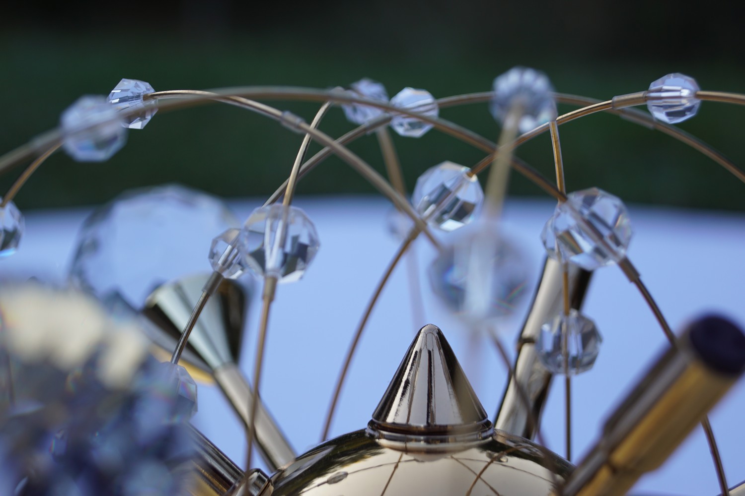 Luster Orion Wien Deckenlampe Wandlampe funklender Bleikristall Leuchter Chrom "Uranus" Spaceage Sputnik 24k vergoldet gold messing Lamp Design
