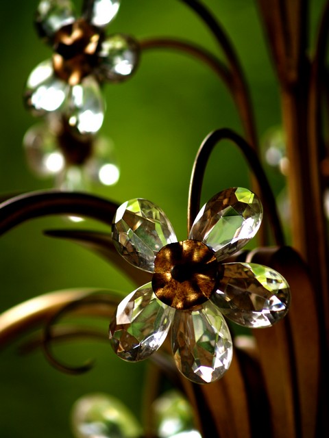 Luster Leuchter Hängelampe goldfarben Glas