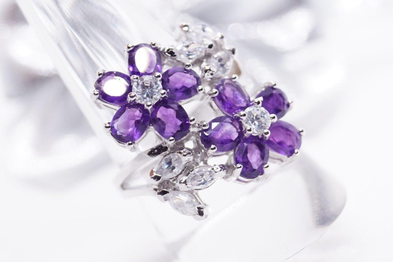 Ring 925 Silber Amethyst Edelsteine Schmuck handgefertigt