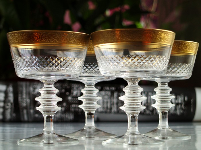 theresienthal concord minton Goldrand Waffelschliff Sektschalen