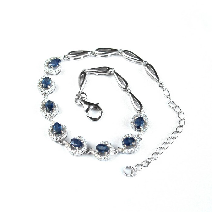 925 Silber Armband blaue Edelsteine Saphir Schmuck