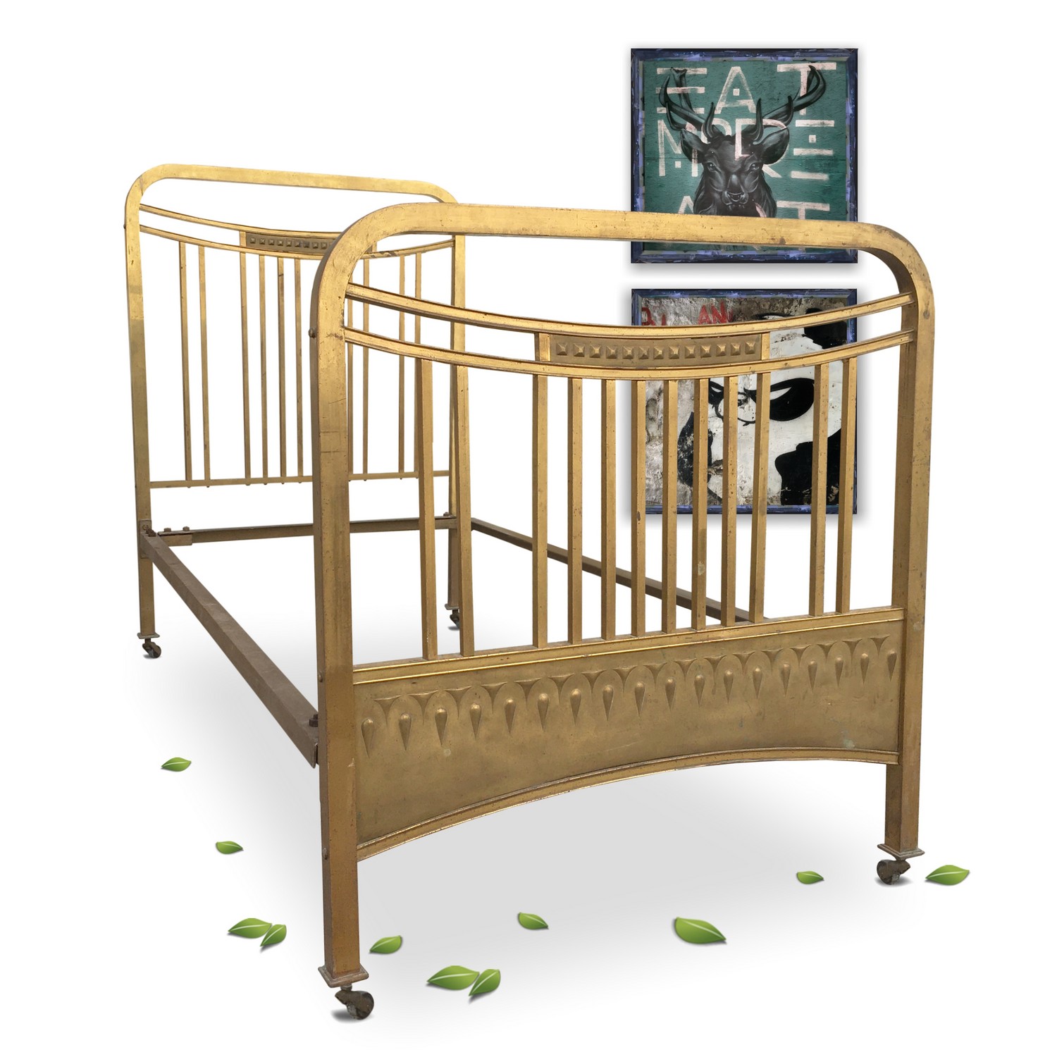 Messingbett Original Jugendstil Bettrahmen golden antik Bett Messing Messingbett Original Jugendstil Bettrahmen golden antik Bett Messing