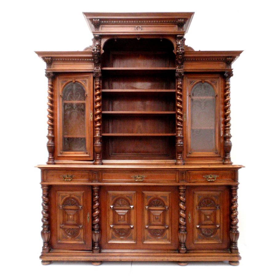 Antiker Schrank geschnitzte Fratzen um 1880 Hotelmöbel vaisselier - monumental! antiker Bücherschrank Herrenzimmer geschnitzt üppig
