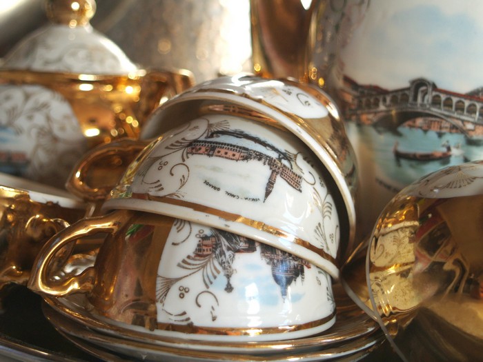 Bavaria Mocca-Set Porzellan vergoldet