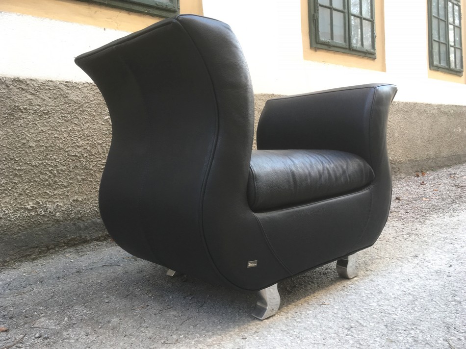 Bretz Sessel Moon Leder schwarz