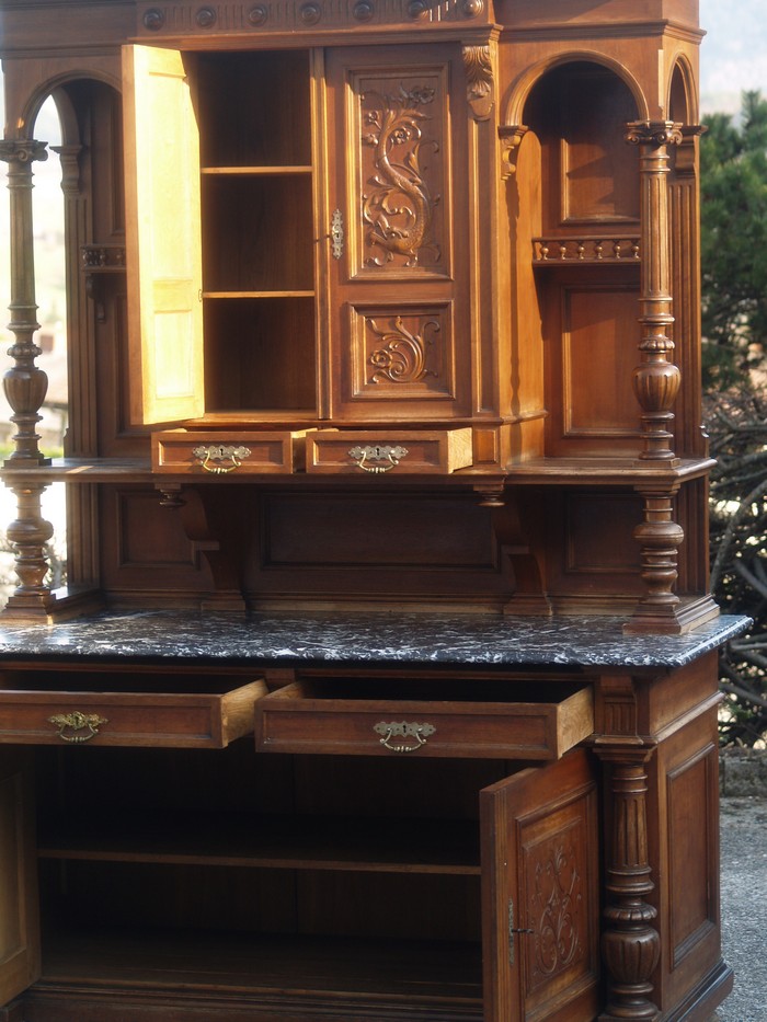 Antiker Schrank mit Marmorplatte antikes Buffet groß Schrankmöbel Marmorplatte