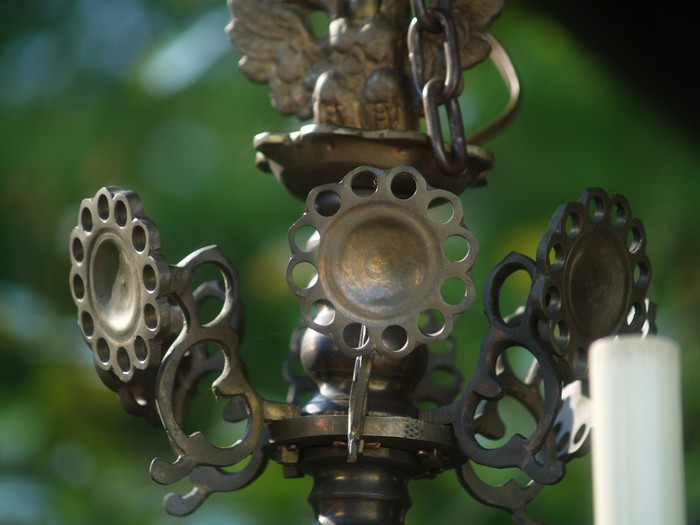 antiker Kronleuchter 19. Jhdt Luster Messing Polenluster Doppelkopf-Adler