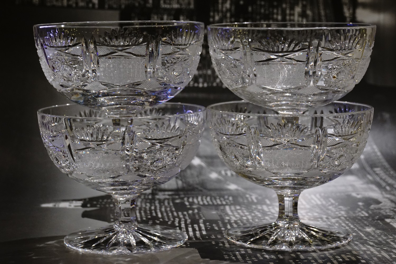 Champagnerschalen Bleikristall neuwertig Vintage groß geschliffen