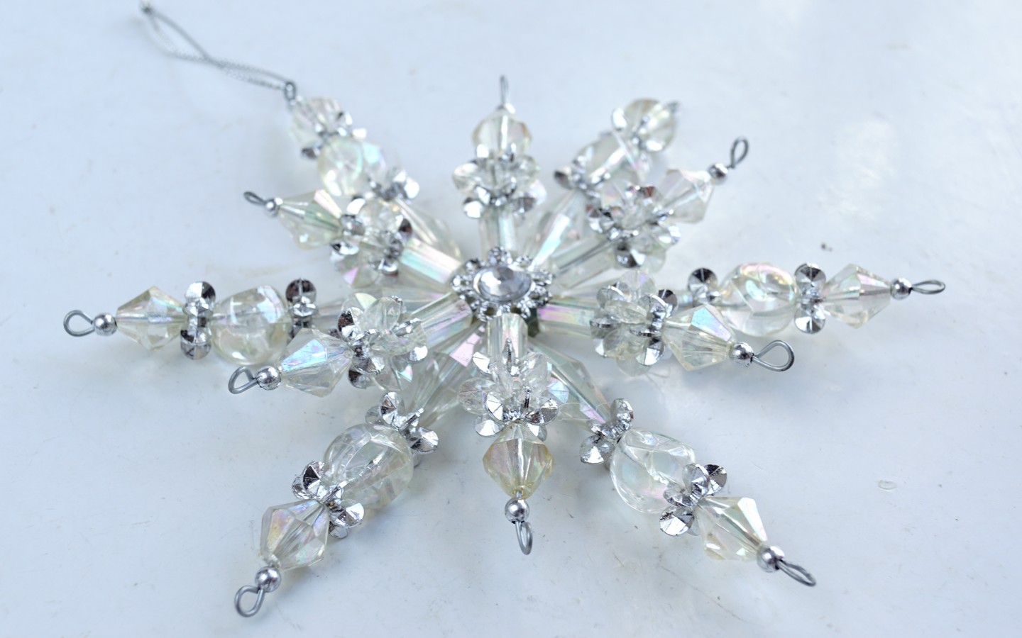 Christbaumschmuck 50er 60er-Jahre Vintage Weihnachtsbaumschmuck Schneeflocke Gablonzer Kristall Perlen glitzer christmas tree decoration