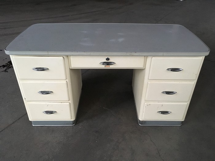 MetallSchreibtisch Vintage Creme