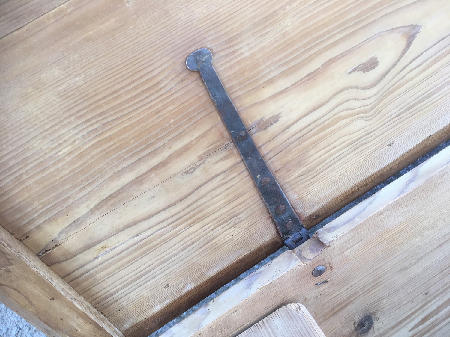 Truhe Landhaus Weichholz antik groß Flachdeckel Kiste groß