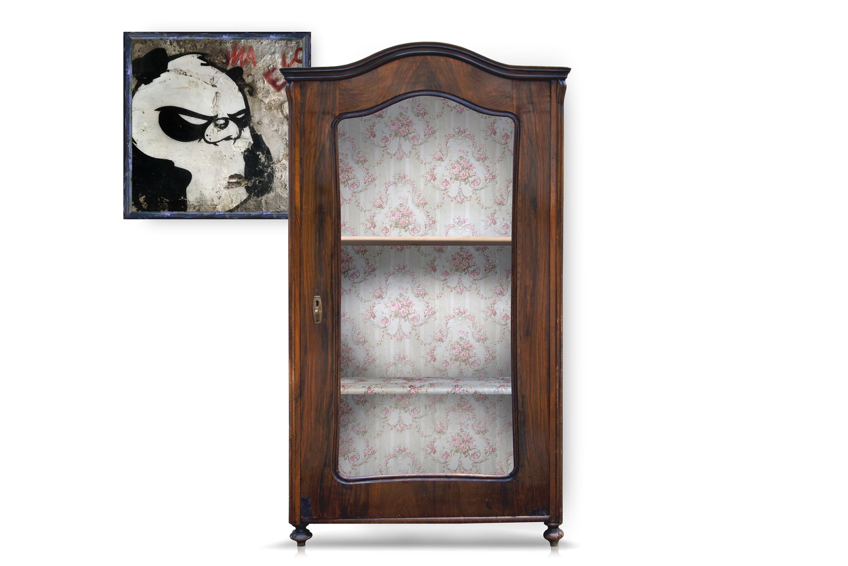 Kleiner antiker Schrank restaurierte Bidermeier Vitrine 19. Jhdt