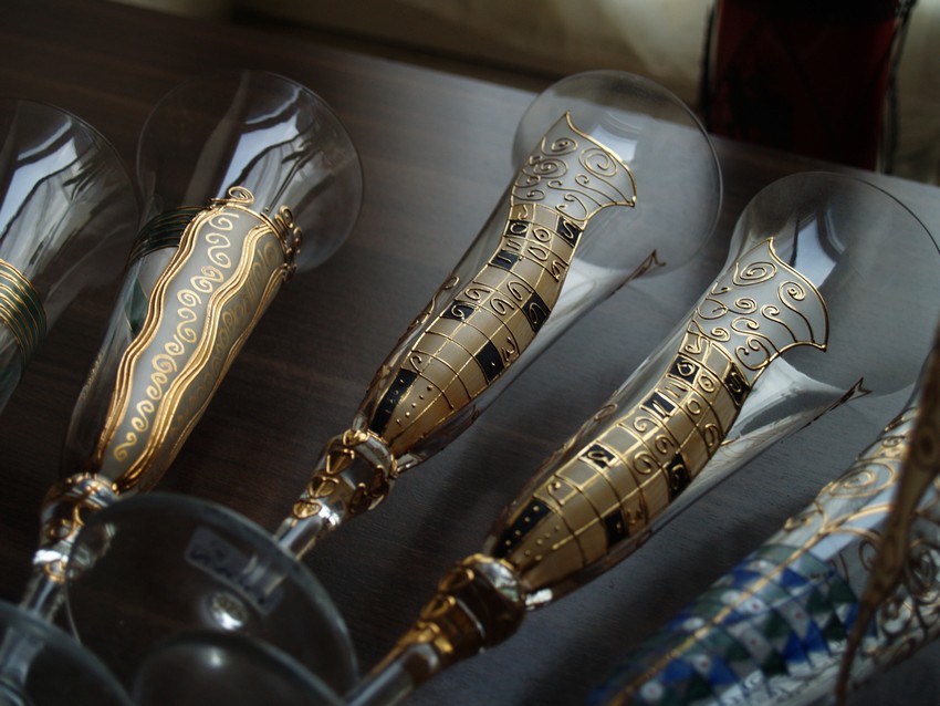Sektgläser Nagel Sektflöten gold-schwarz Ranken