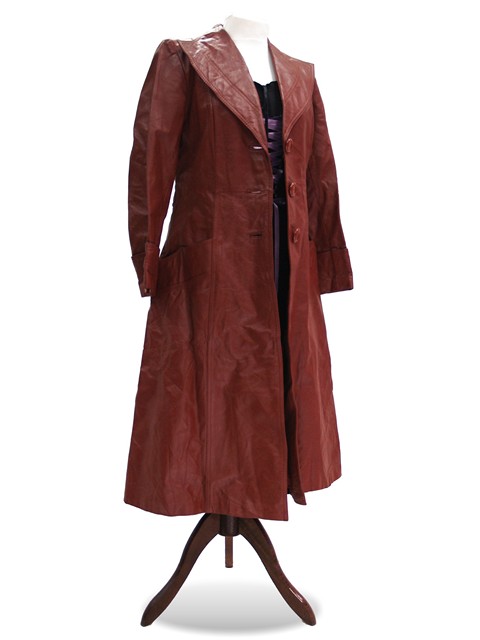 Retro Ledermantel lang