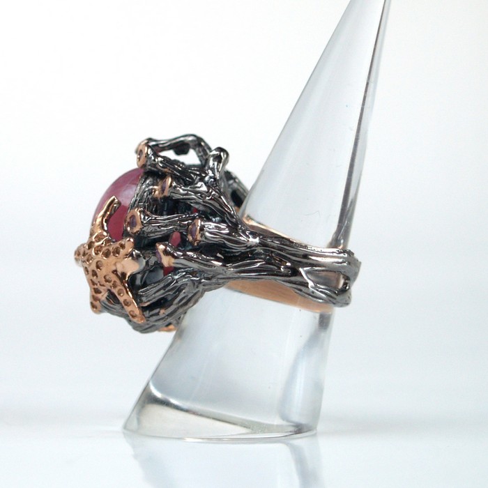 Ring 925 Silber Handarbeit Edelstein Rubin "Korallen" handgefertigt