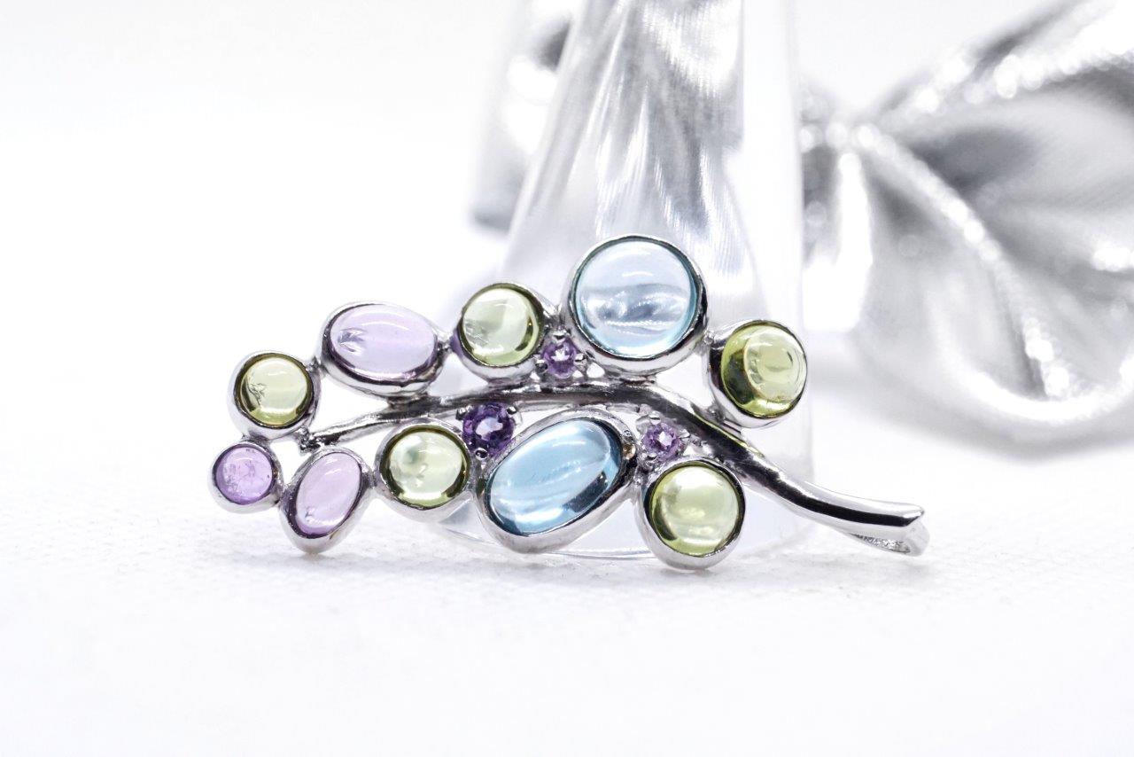 Anhänger 925 Silber Edelsteine Topas, Amethyst und Peridot Anhänger 925 Silber Edelsteine Topas, Amethyst und Peridot