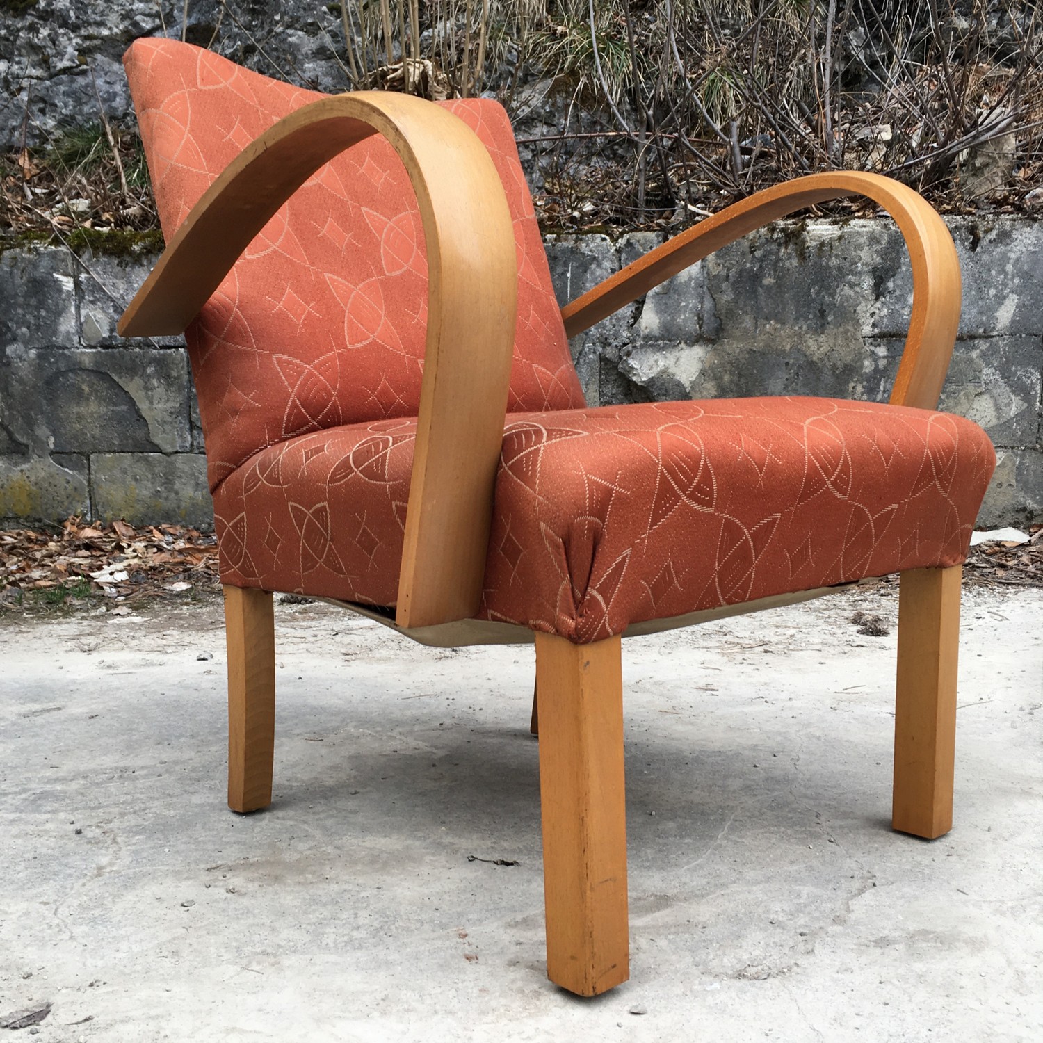 Armlehnstuhl Vintage 1940 Artdeco Sessel Halabala Design Stuhl