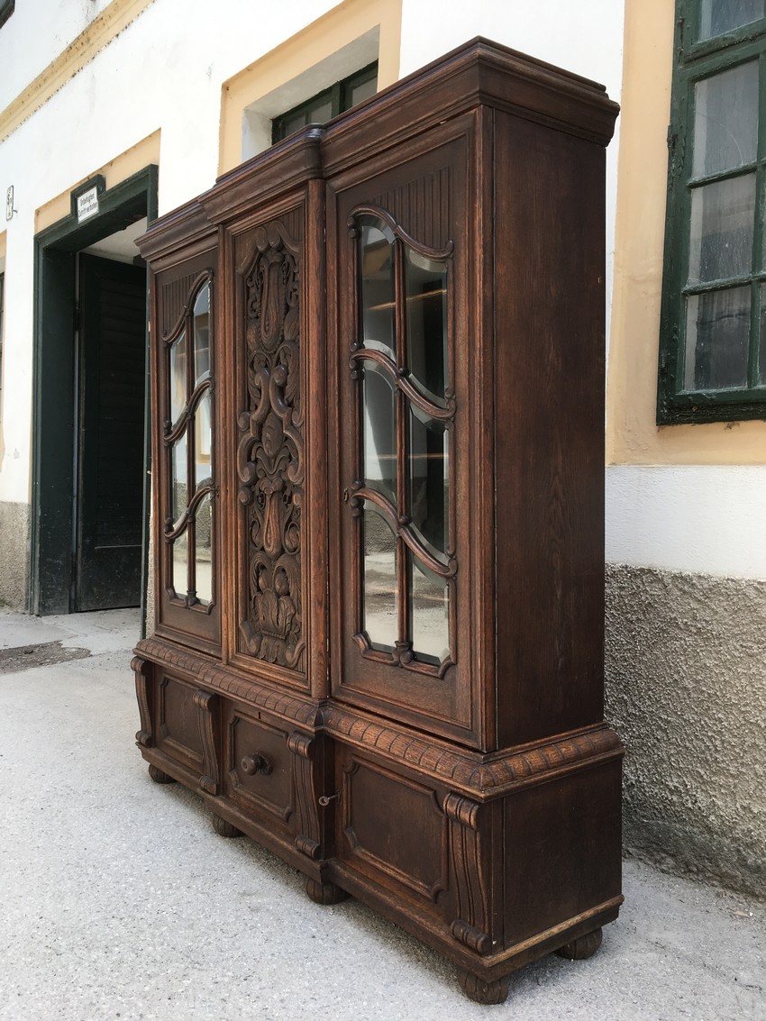 Antiker Bücherschrank Vitrine Wohnzimmerschrank