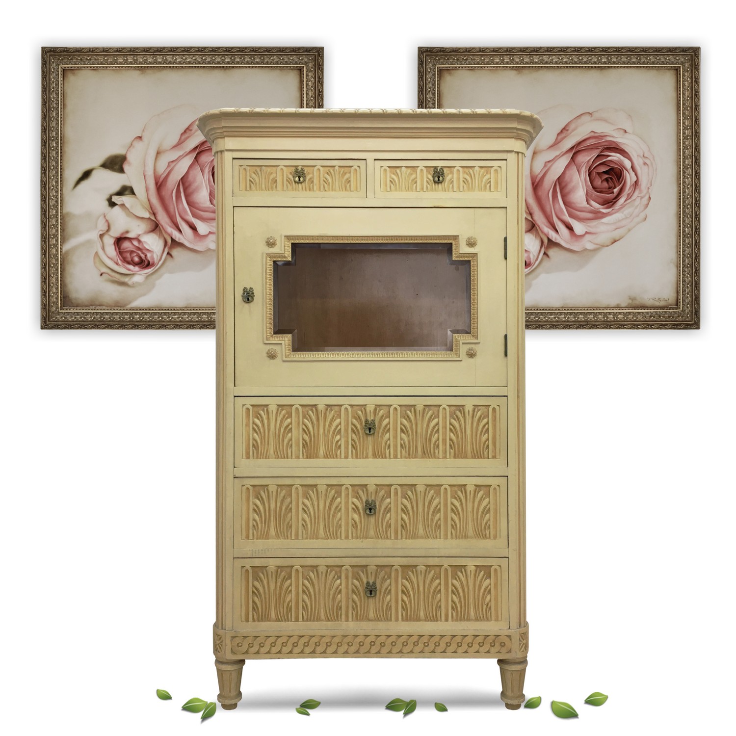 Kommode Ladenkommode Art Deco Vertiko Shabby Chic creme Kommode Shabby chic