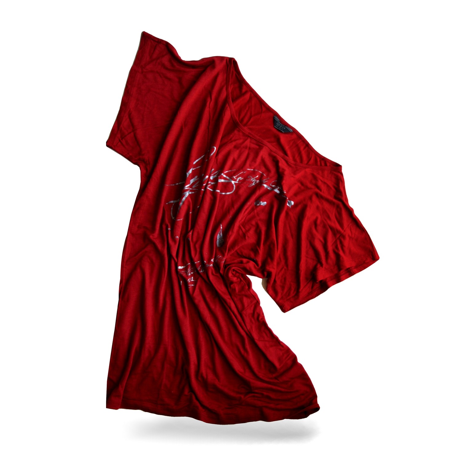 GUESS T-Shirt  Big-Shirt L Silberdruck Dunkelrot GUESS T-Shirt L