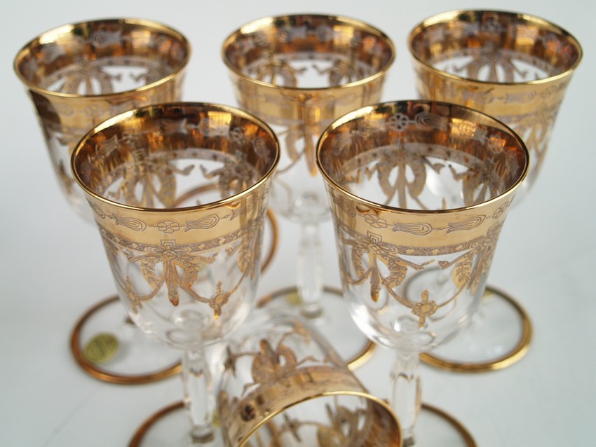 Weißweingläser Goldrand Kristall Empire Ranken