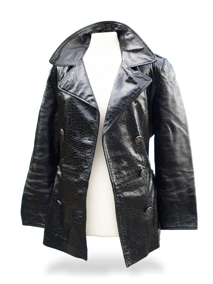 Breiter Kragen Jacke Leder Retro