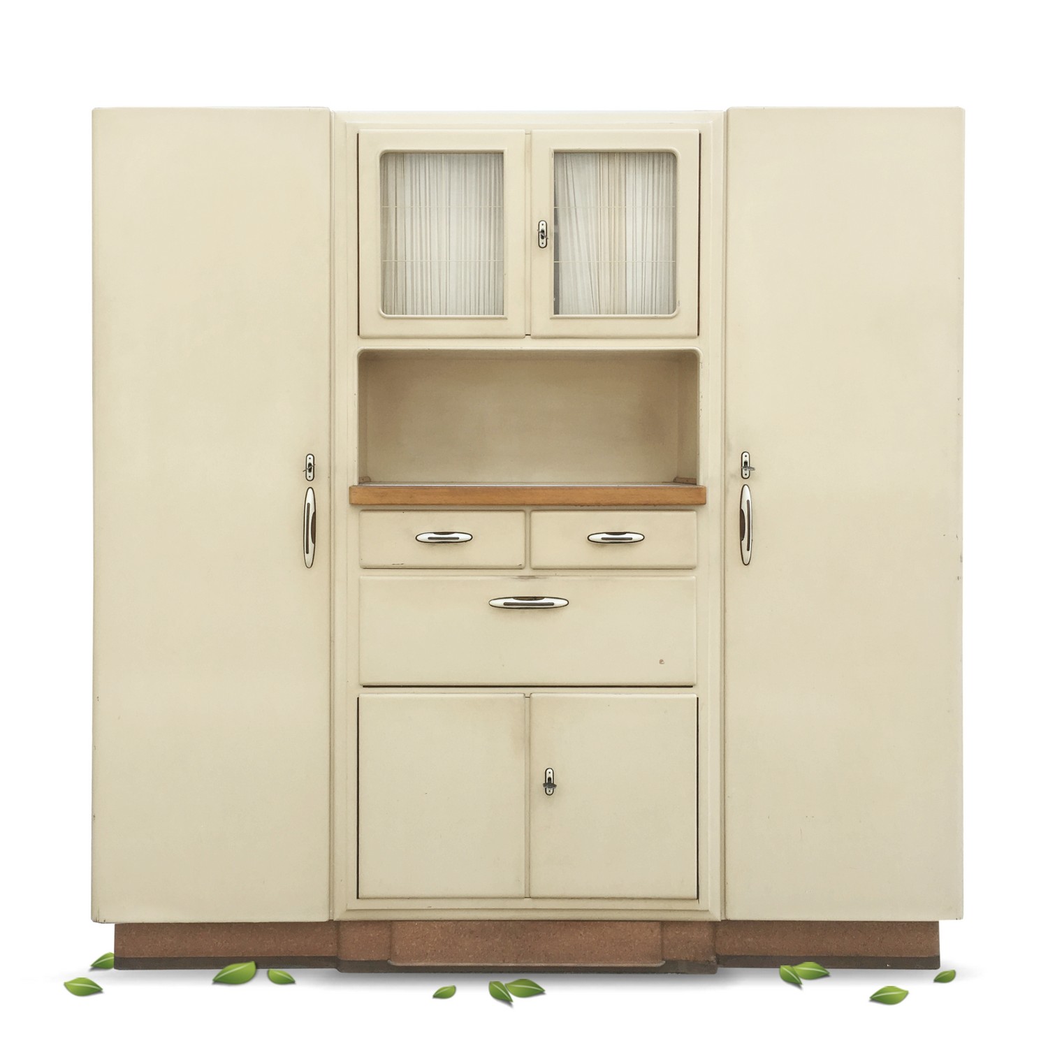 Küchenschrank Vintage creme Schüttenregal Vitrine Küche Vollholz Buffet Kredenz