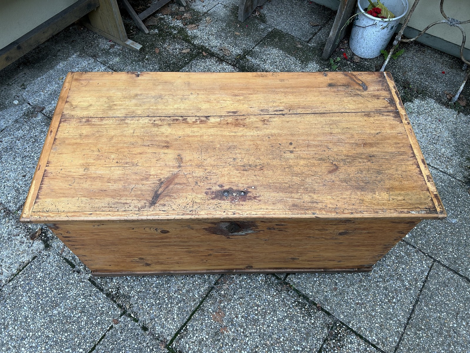 Truhe Weichholz antik Landhausstil Bauerntruhe ca. 1870 Truhe Weichholz antik Landhausstil Bauerntruhe ca. 1870