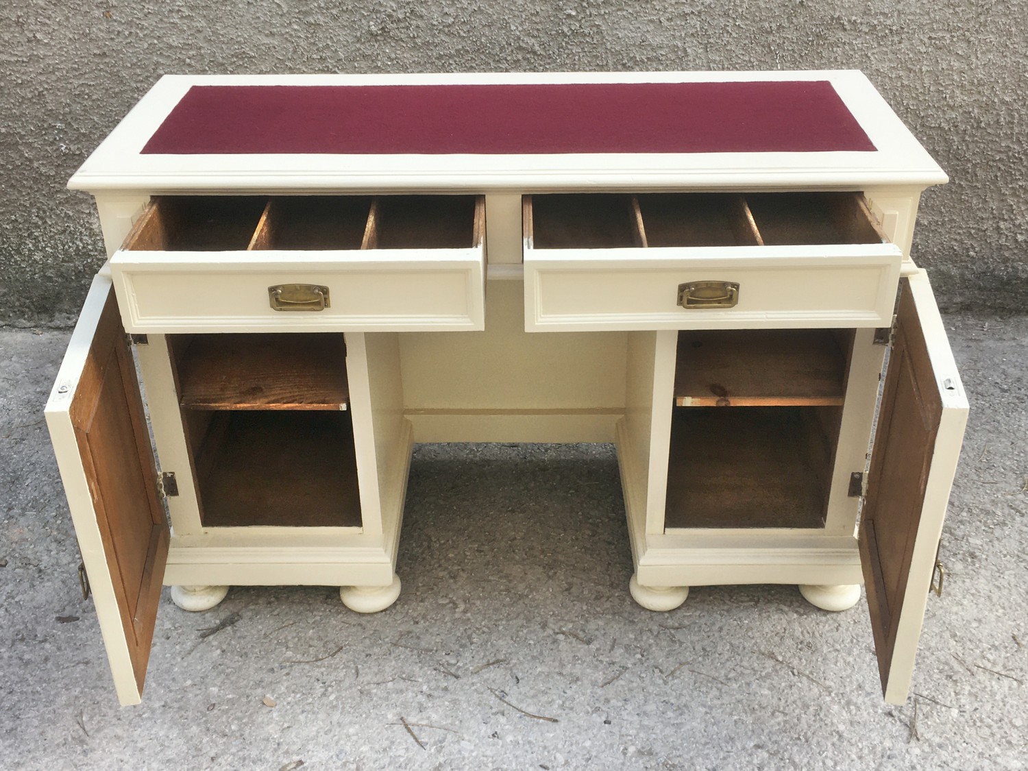 Schreibtisch antik Shabby Chic Konsolentisch Wandtisch Vintage creme-weiß Vertäfelung