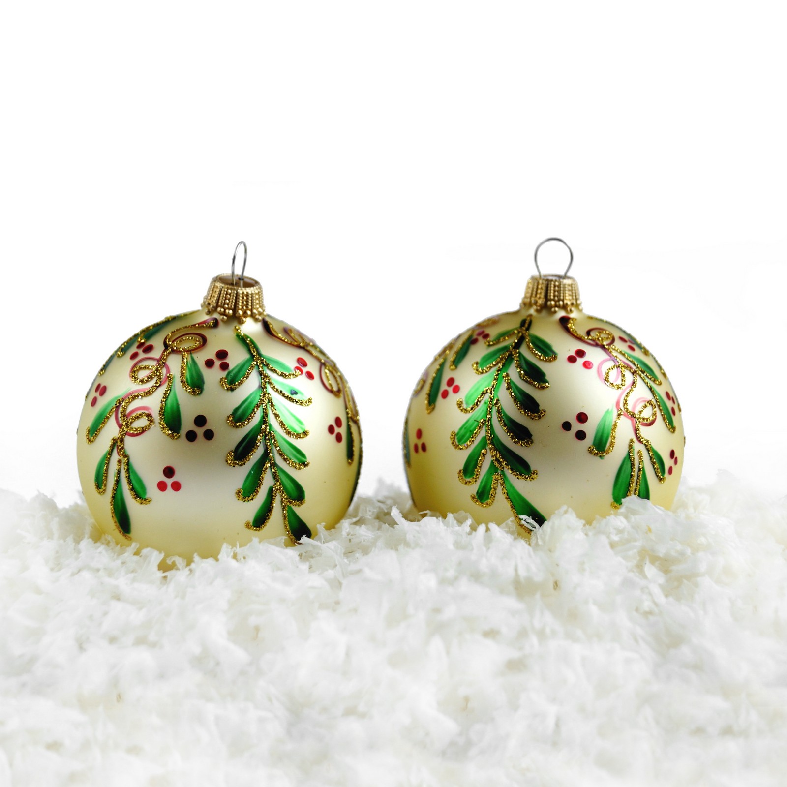 Christbaumschmuck Christbaumkugel Beerenzweige gold grün Chiffon Champagner Christbaumkugel Glas mundgeblasen handgemacht lauscha Bauernweihnachtsbaum glitzer ranken handbemalt