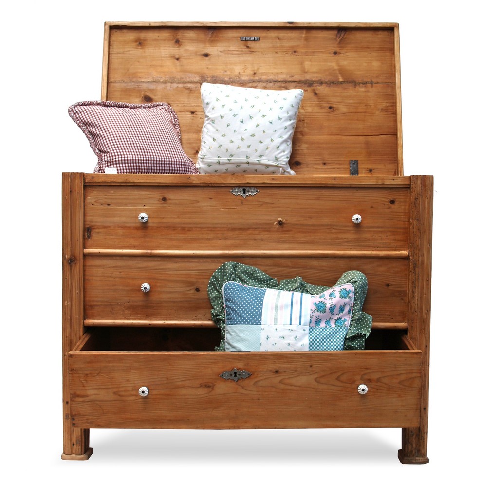 Antike Kommode Naturholz Truhe m. Lade Shabby Chic Antike Kommode Naturholz Shabby Chic