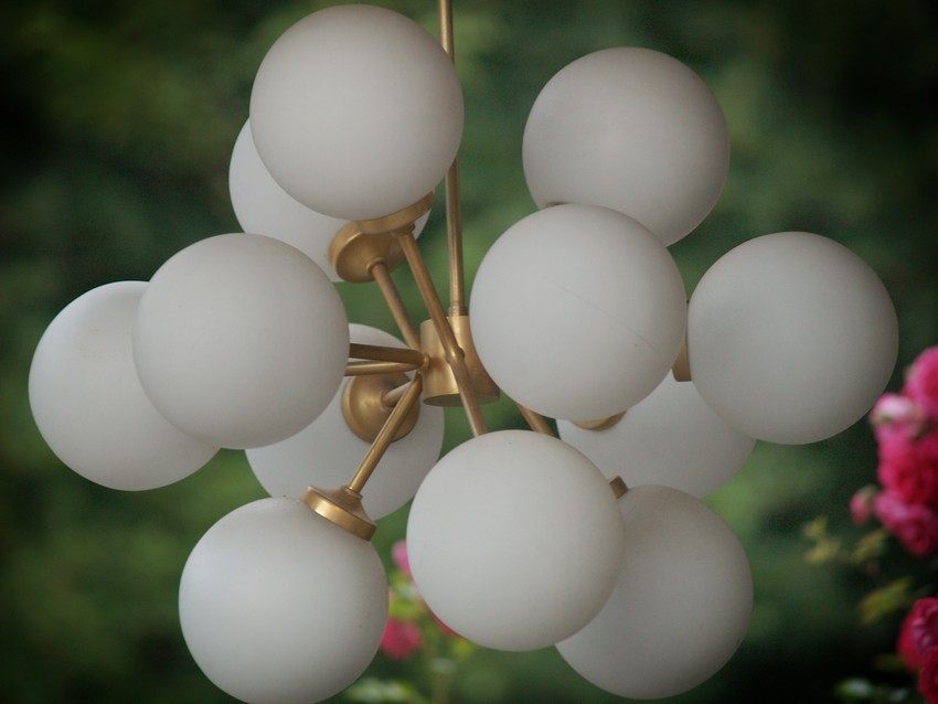 antike Lampe Glaskugeln Messing Bubbles Midcentury Retro 60er-Jahre 70er 50er Shabby Chic Design Sputnik