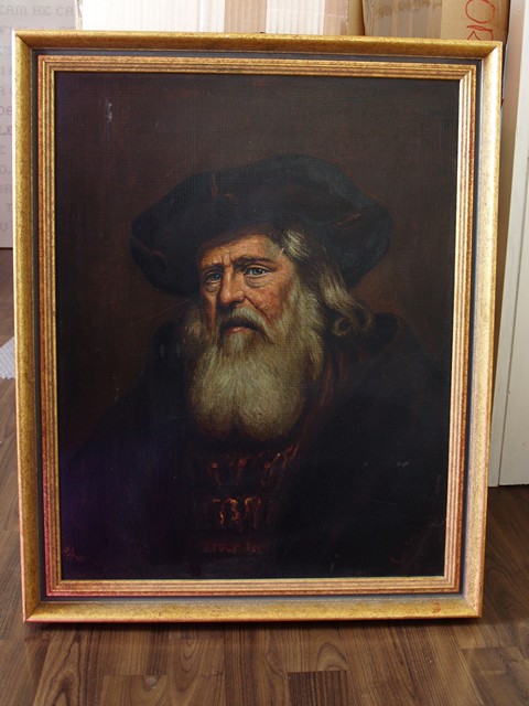 Gemälde Großes Galeriebild Portrait BÄRTIGER MANN mit Bilderrahmen