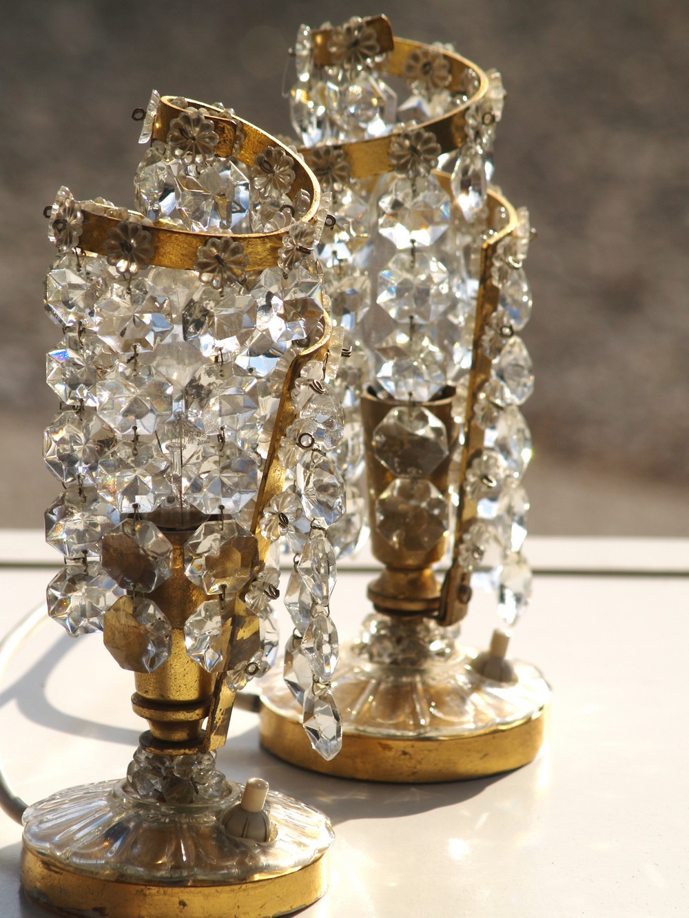 Tischlampen Vintage Kristall Messing Original Retro