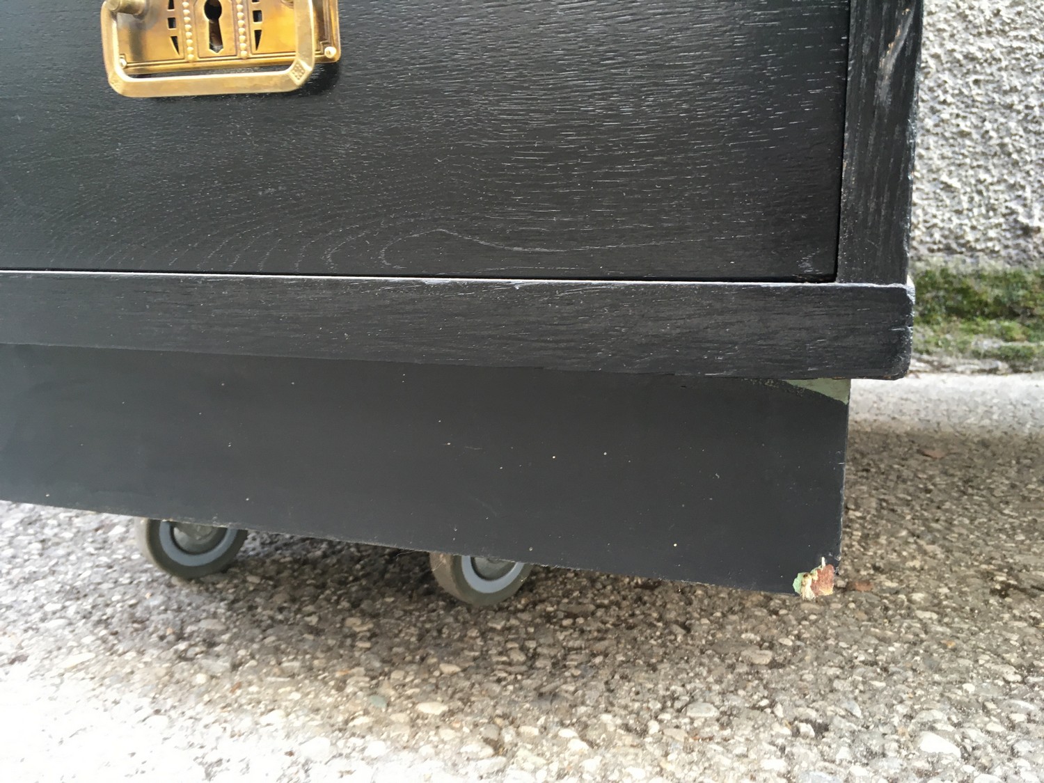 Schreibtisch Jugendstil 1920 antik restauriert, schwarzer Freisteher