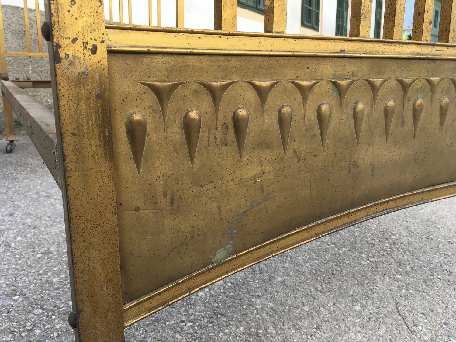 Messingbett Original Jugendstil Bettrahmen golden antik Bett Messing