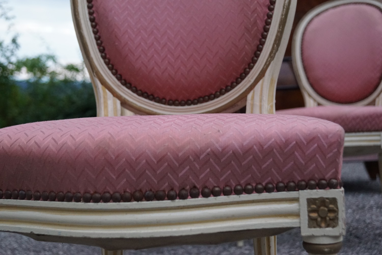 Speisezimmerstühle Vintage Creme gold antik Holz Sessel Louis XVI