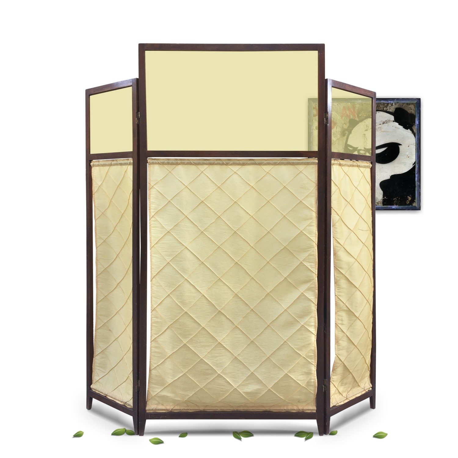 Paravent Raumteiler spanische Wand Stellschirm Holz Glas Stoff Paravent Raumteiler spanische Wand Stellschirm Holz Glas Stoff