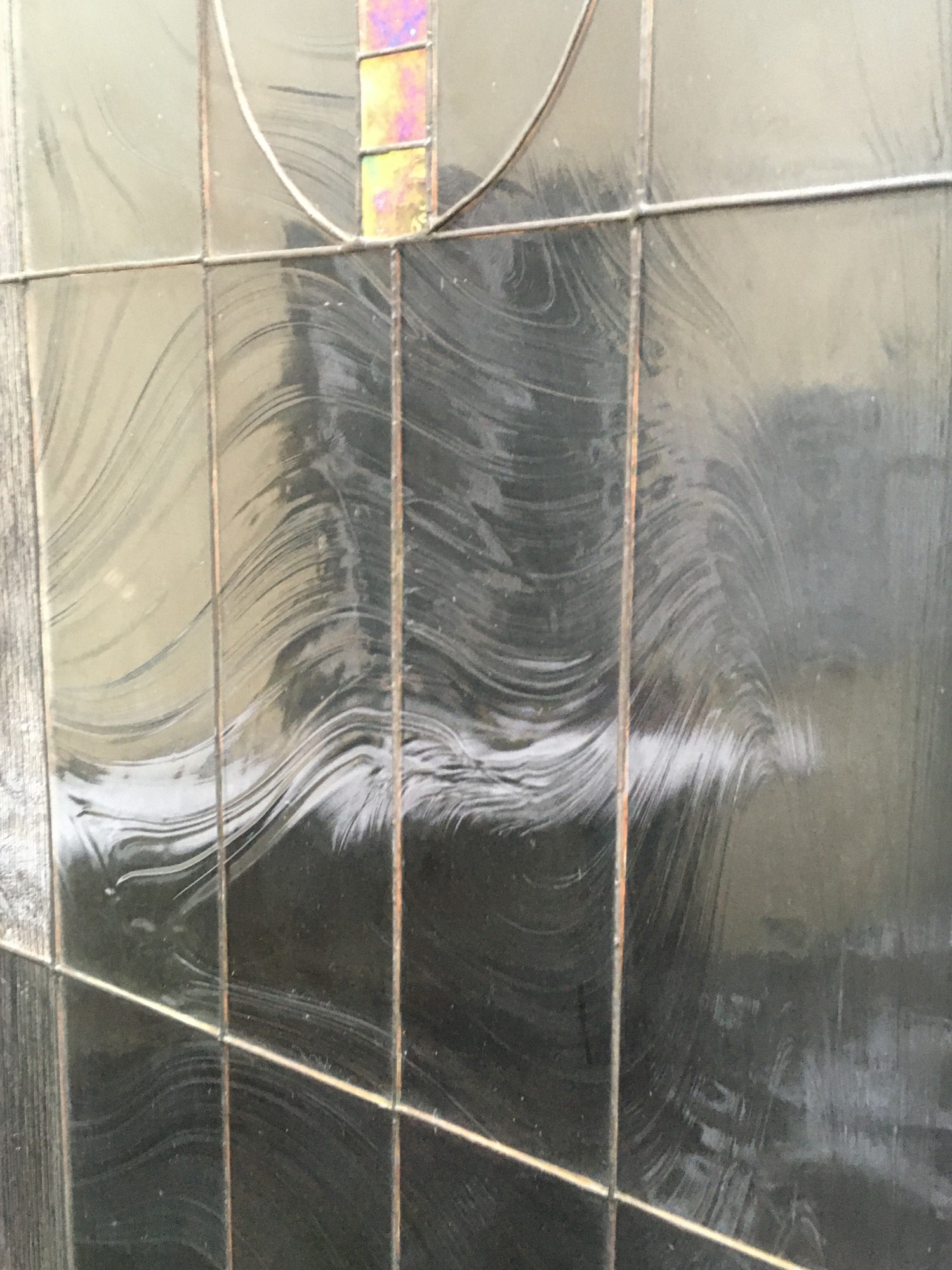 Schrank Jugendstil Buffet dreiteilig Anrichte schwarz Bleiverglasung Selva