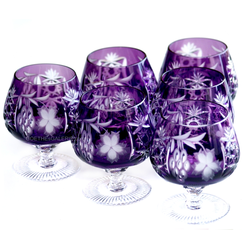 Nachtmann Traube Bleikristall Cognacgläser Set 6 Stk. Überfangglas Kristallgläser lila Cognac Nachtmann Bleikristall Gläser