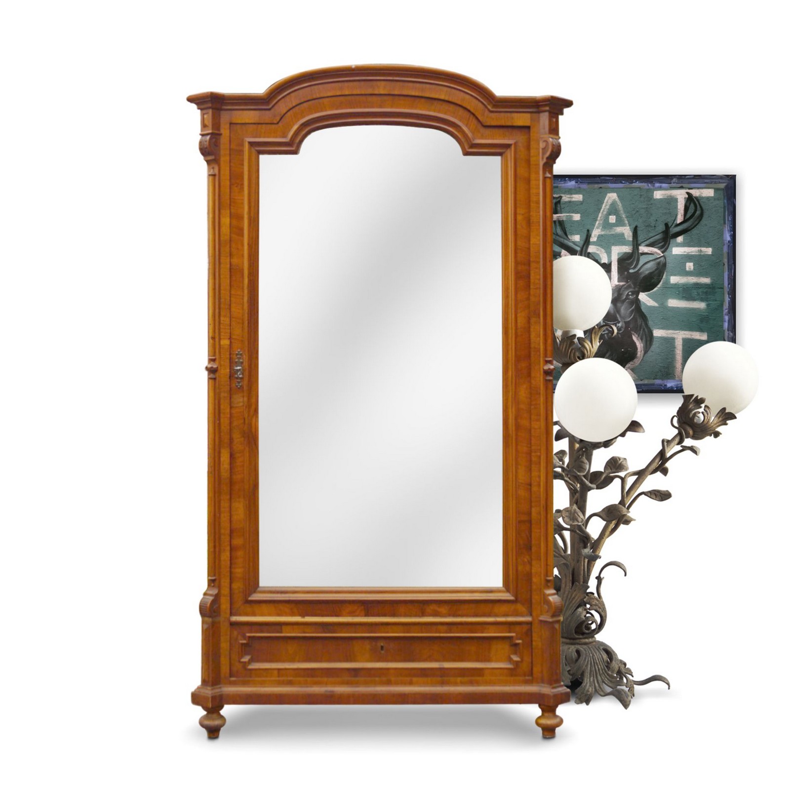 Spiegelschrank antik, eleganter Historismus Garderobenschrank Schrank Kasten antik Spiegelschrank Historismus Garderobenschrank