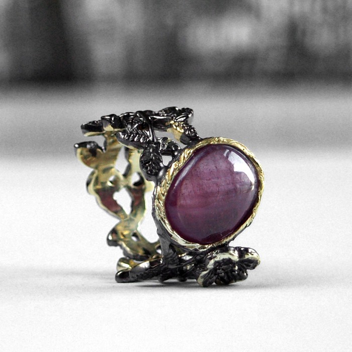 Ring 925 Silber Edelstein Rubin handgefertigtes Einzelstück Ring 925 Silber Edelstein Rubin handgefertigtes Einzelstück