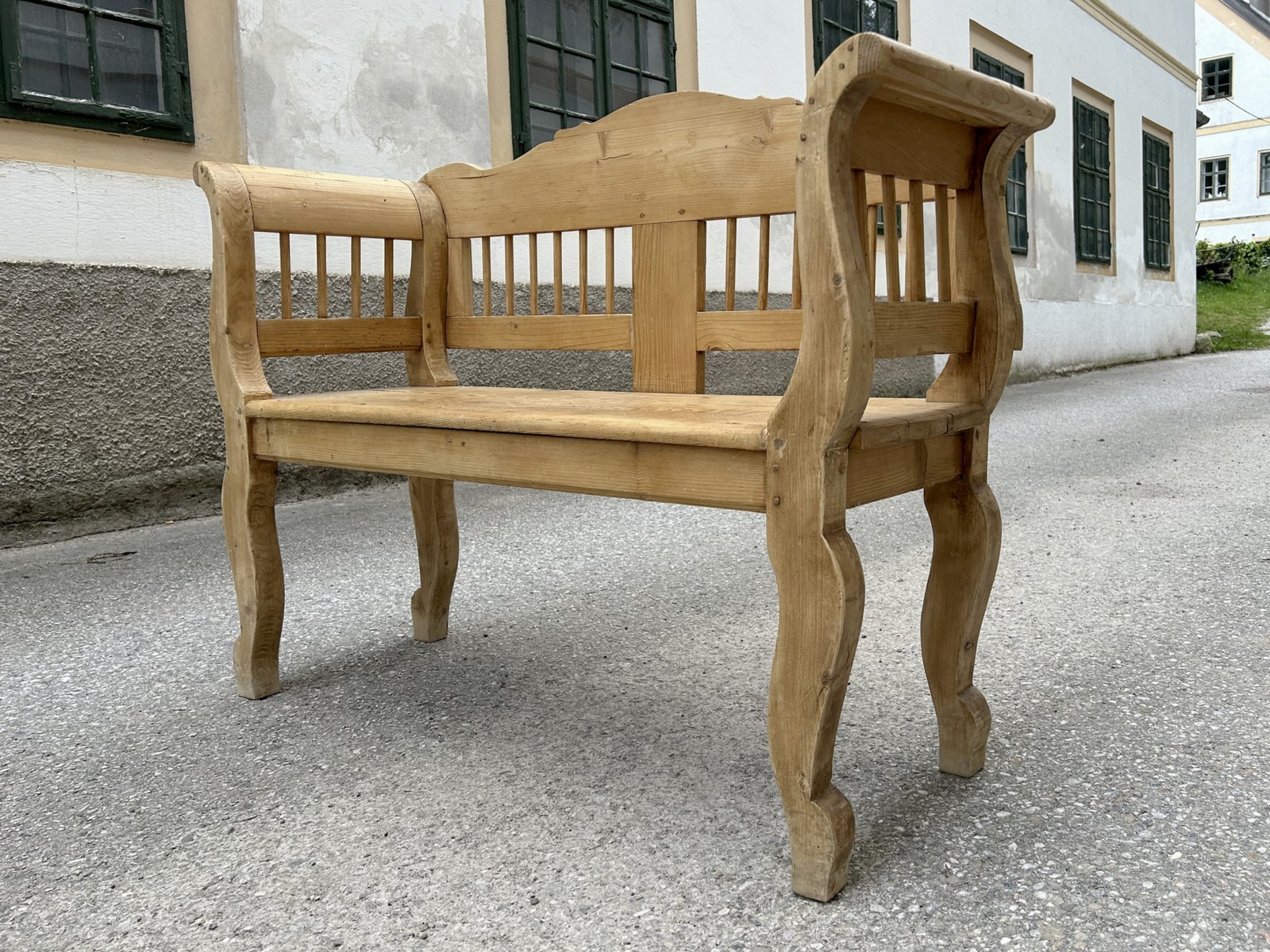 Sitzbank Biedermeier Weichholz antik um 1900 Landhaus