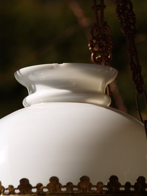Luster Majolika Petroleumlampe Keramik antik