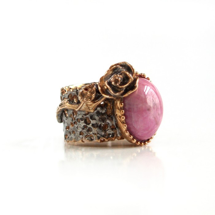 Ring Silber 925 Rose Rubin Rotgold Rose handgefertigt