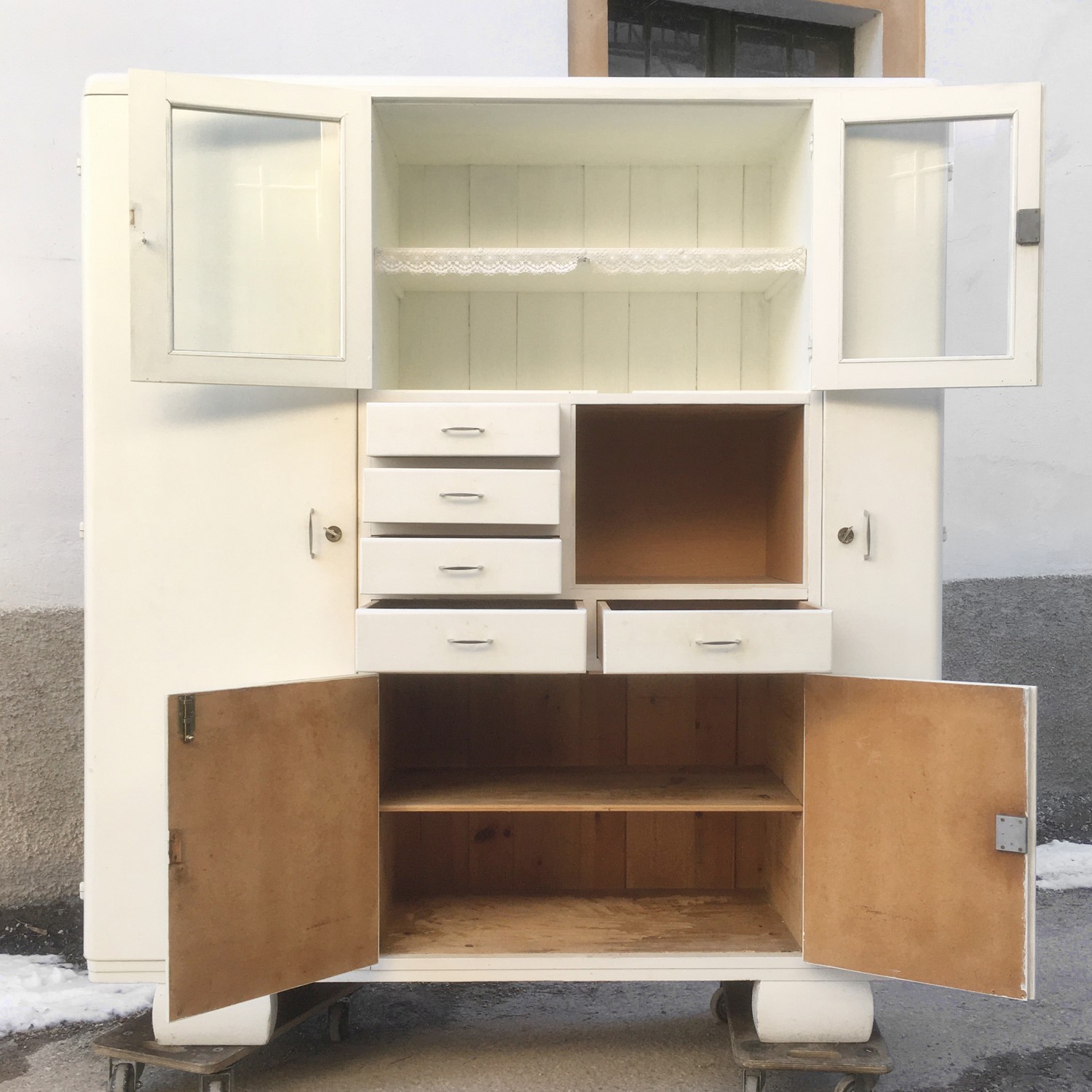 Küchenschrank antike Küche 40er 50er-Jahre Weichholz Schrank Vintage