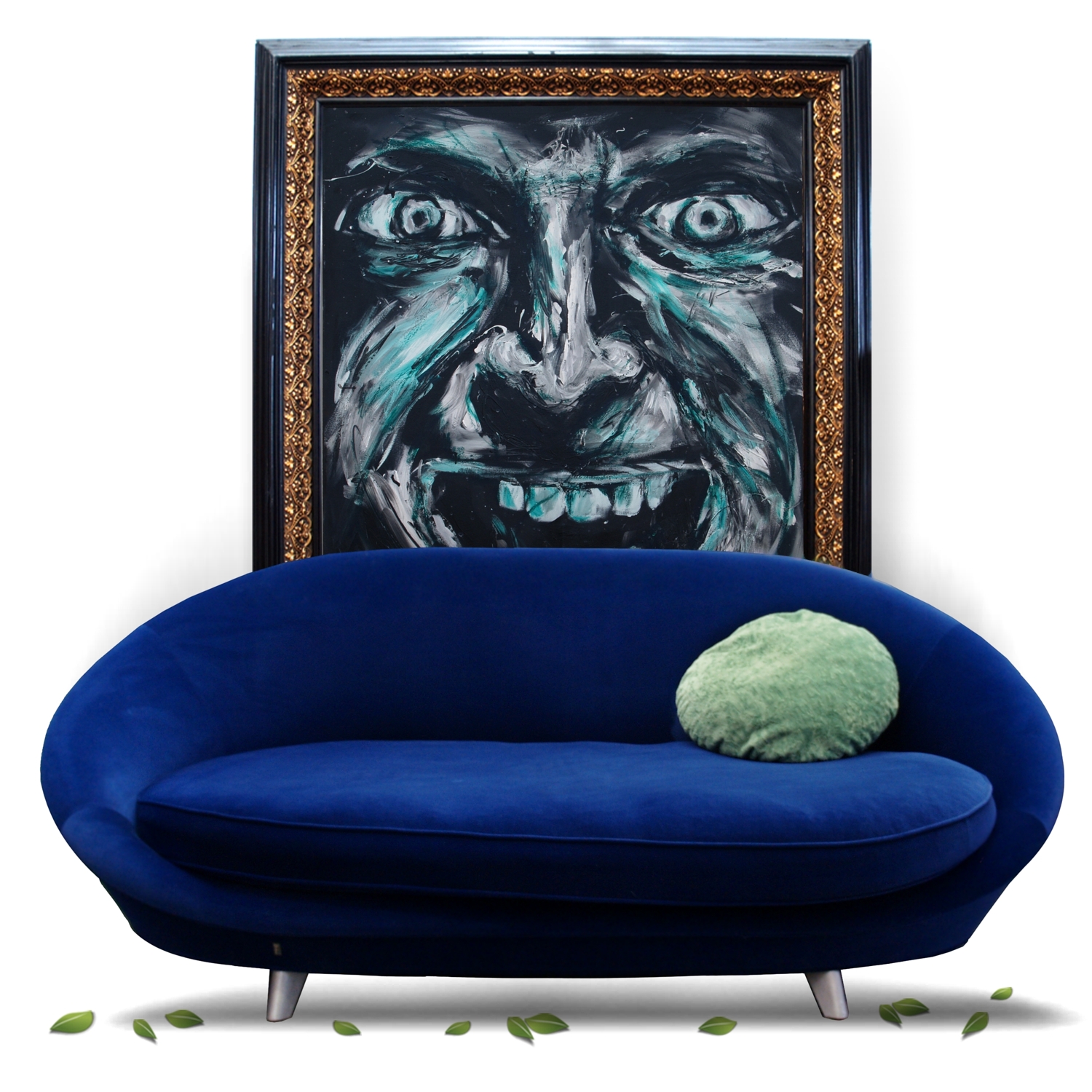 BRETZ SOFA POOL 4-Sitzer Cultsofa SAMT Bretz Sofa blau Ufo Pool Designklassiker groß